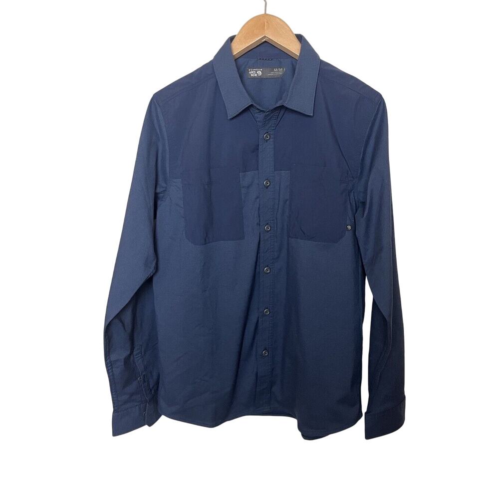 Mountain Hardwear Men’s Sz Medium Blue Long Sleeve Button Up Shirt Outdoor